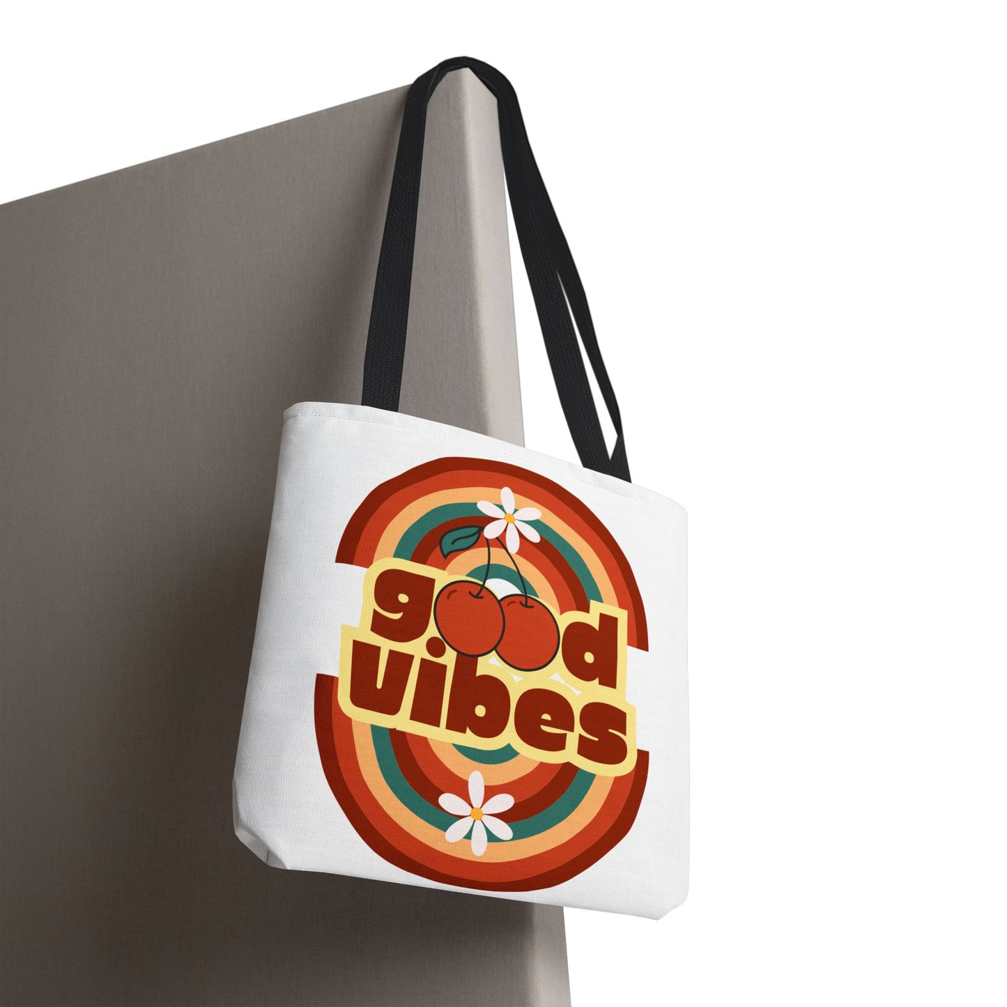 Good Vibes Retro Tote Bag, Chic Carryall, Perfect for Beach Days, Festivals, Everyday Use, Eco-Friendly Shopping