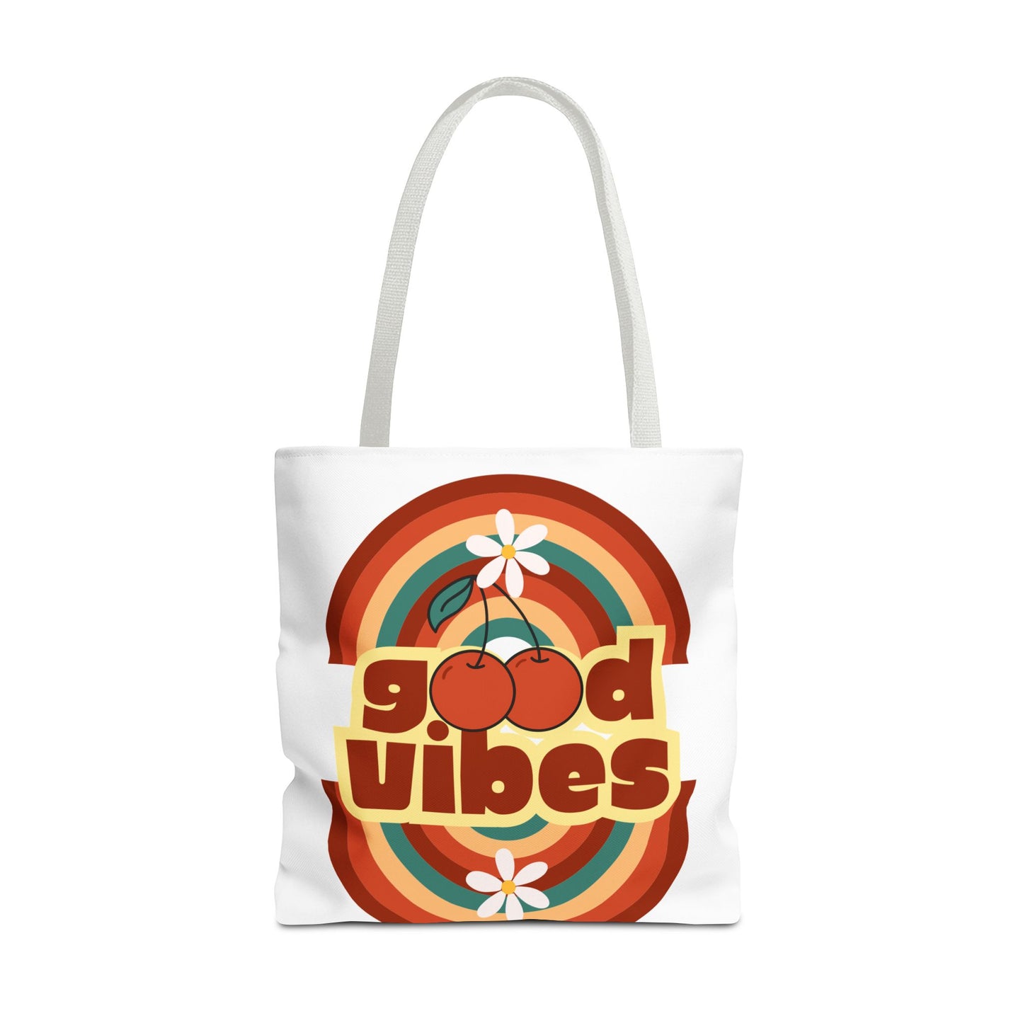 Good Vibes Retro Tote Bag, Chic Carryall, Perfect for Beach Days, Festivals, Everyday Use, Eco-Friendly Shopping