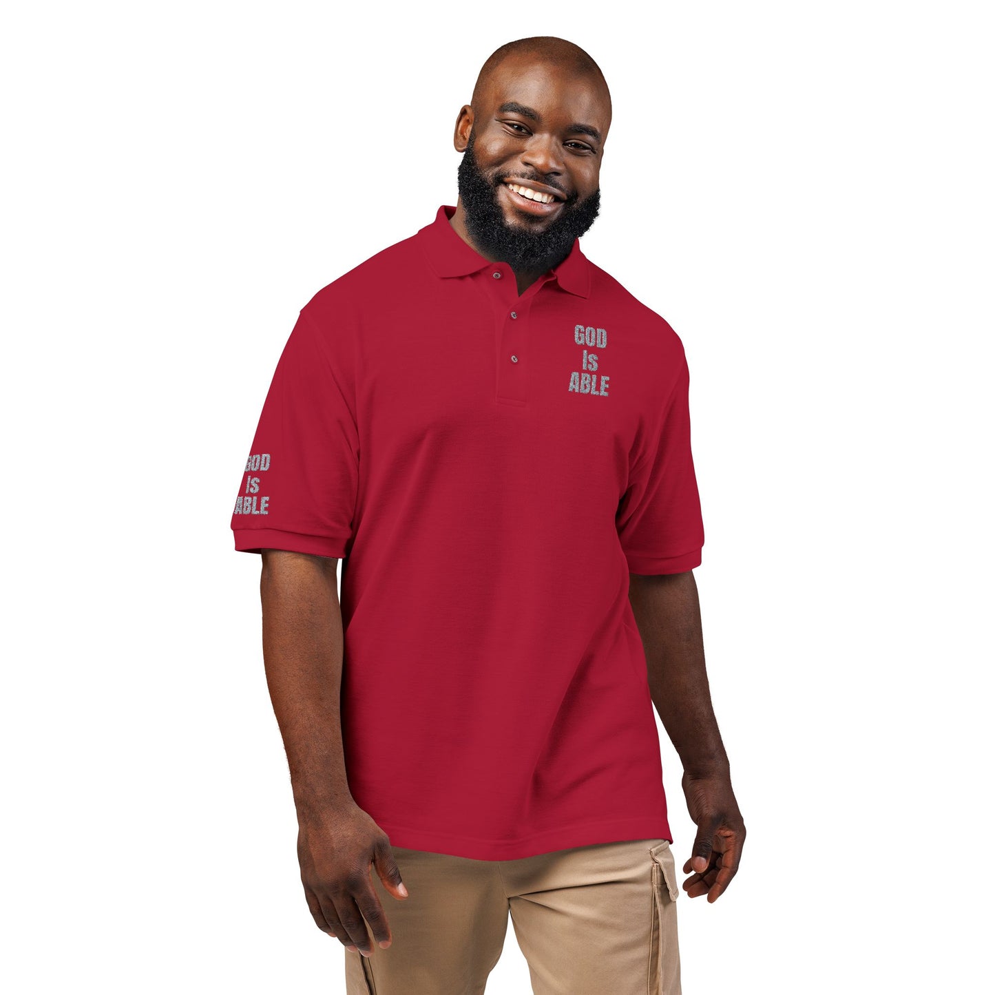 Inspirational Embroidered Polo Shirt - God is Able, Unisex Casual Wear, Perfect Gift for Faith, Daily Comfort, Church Events